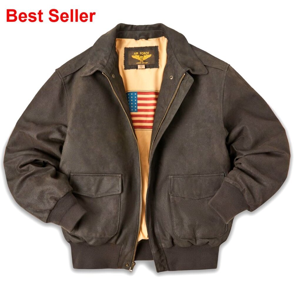 Leather Flight Bomber Jacket, Regular Fit, Insulated